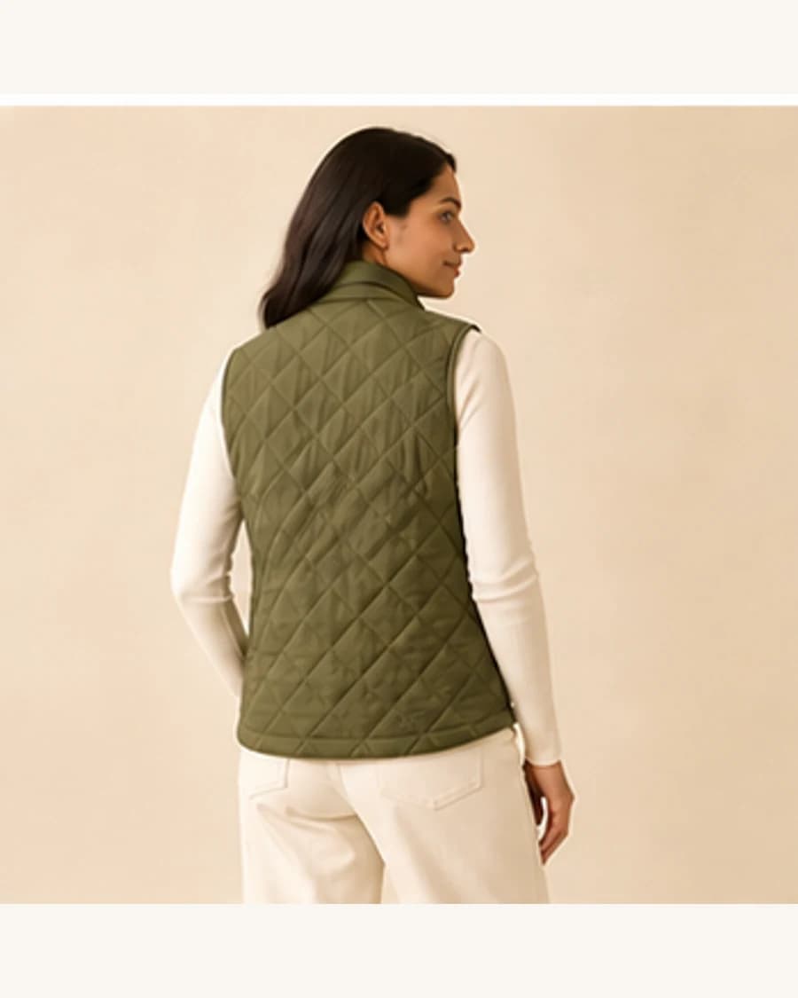 Northline Quilted Vest: three-quarter styling view