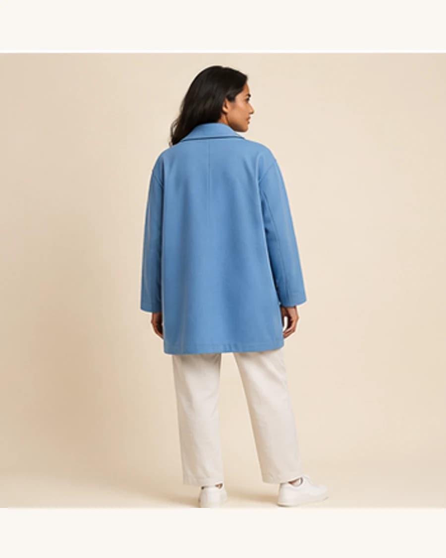 Northline Shawl Layer: three-quarter styling view