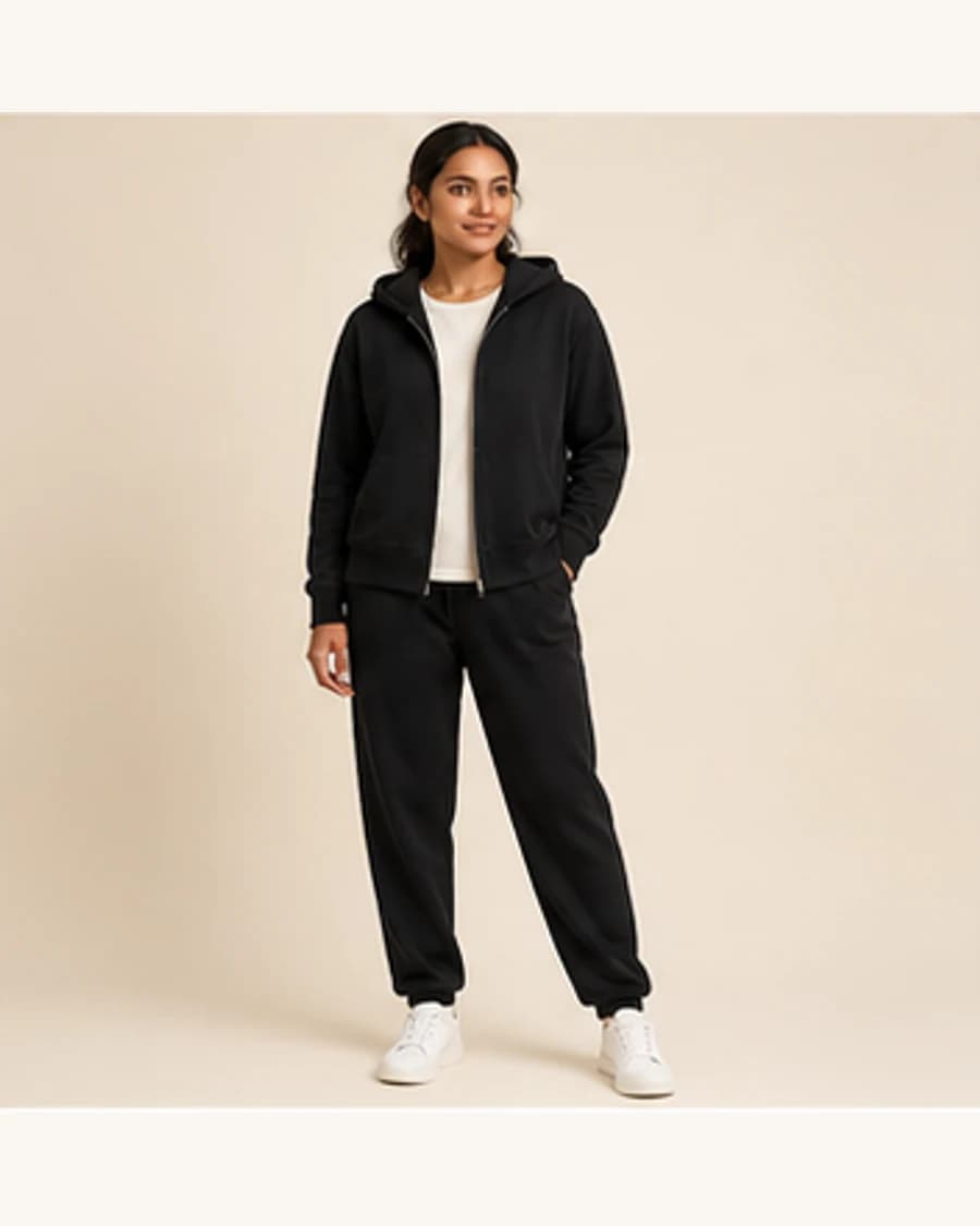 Northline Zip Hoodie: front styling view on an adult Indian model