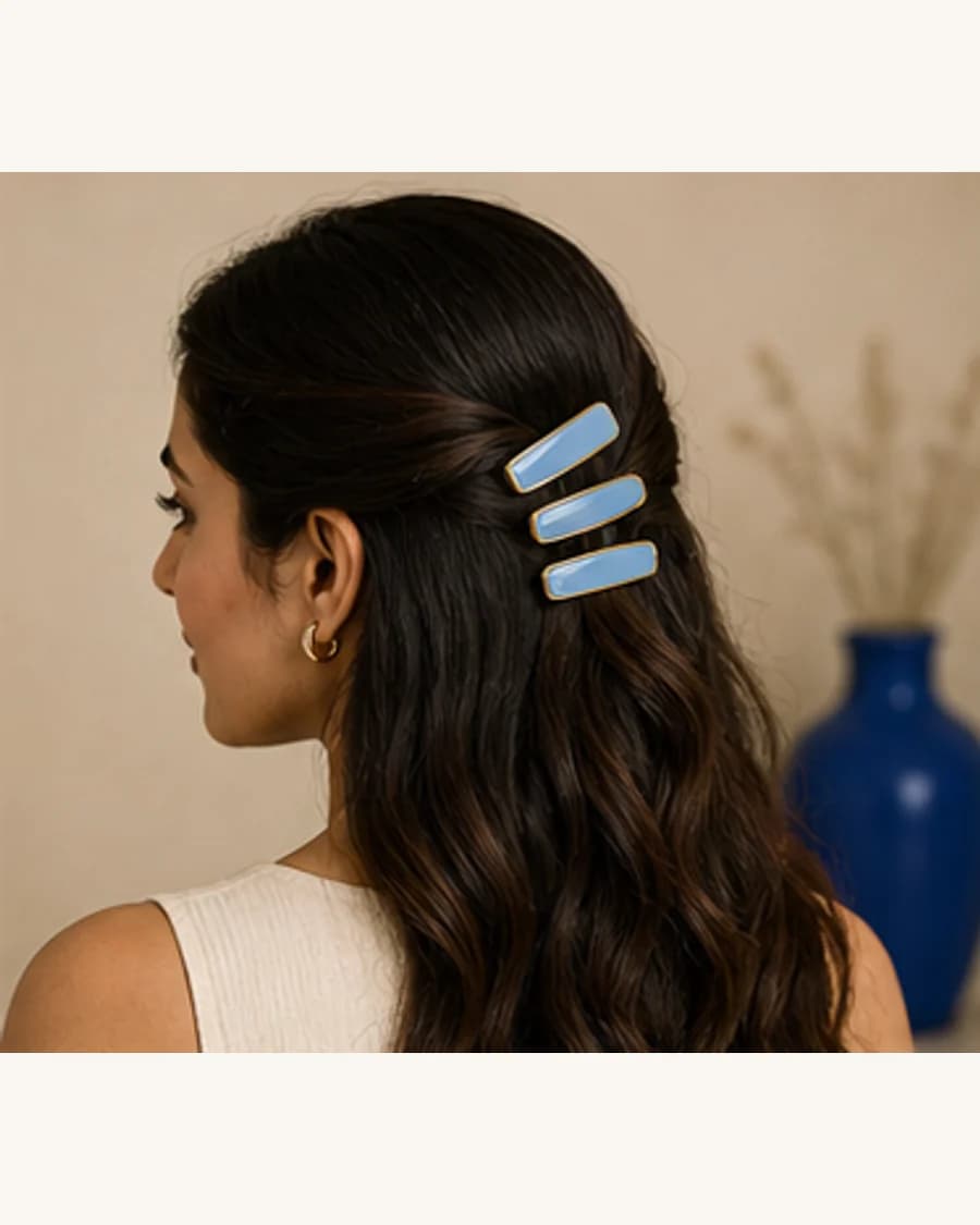 Orbit Hair Clip Set: three-quarter styling view