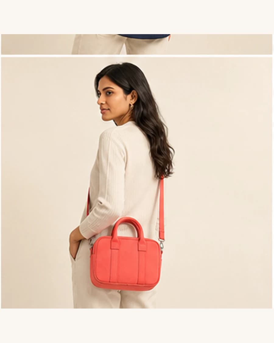 Orbit Mini Tote: three-quarter styling view