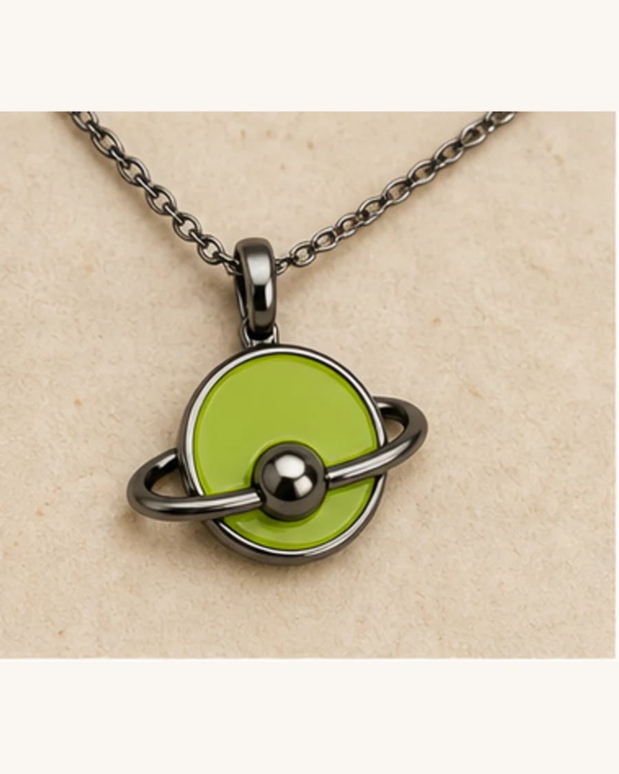 Orbit Pendant Necklace: close-up detail view