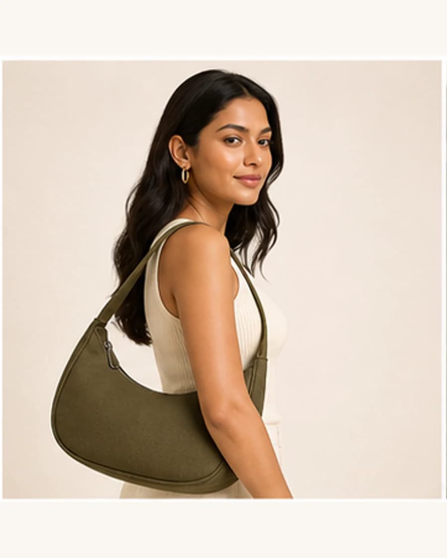 Orbit Shoulder Bag: three-quarter styling view