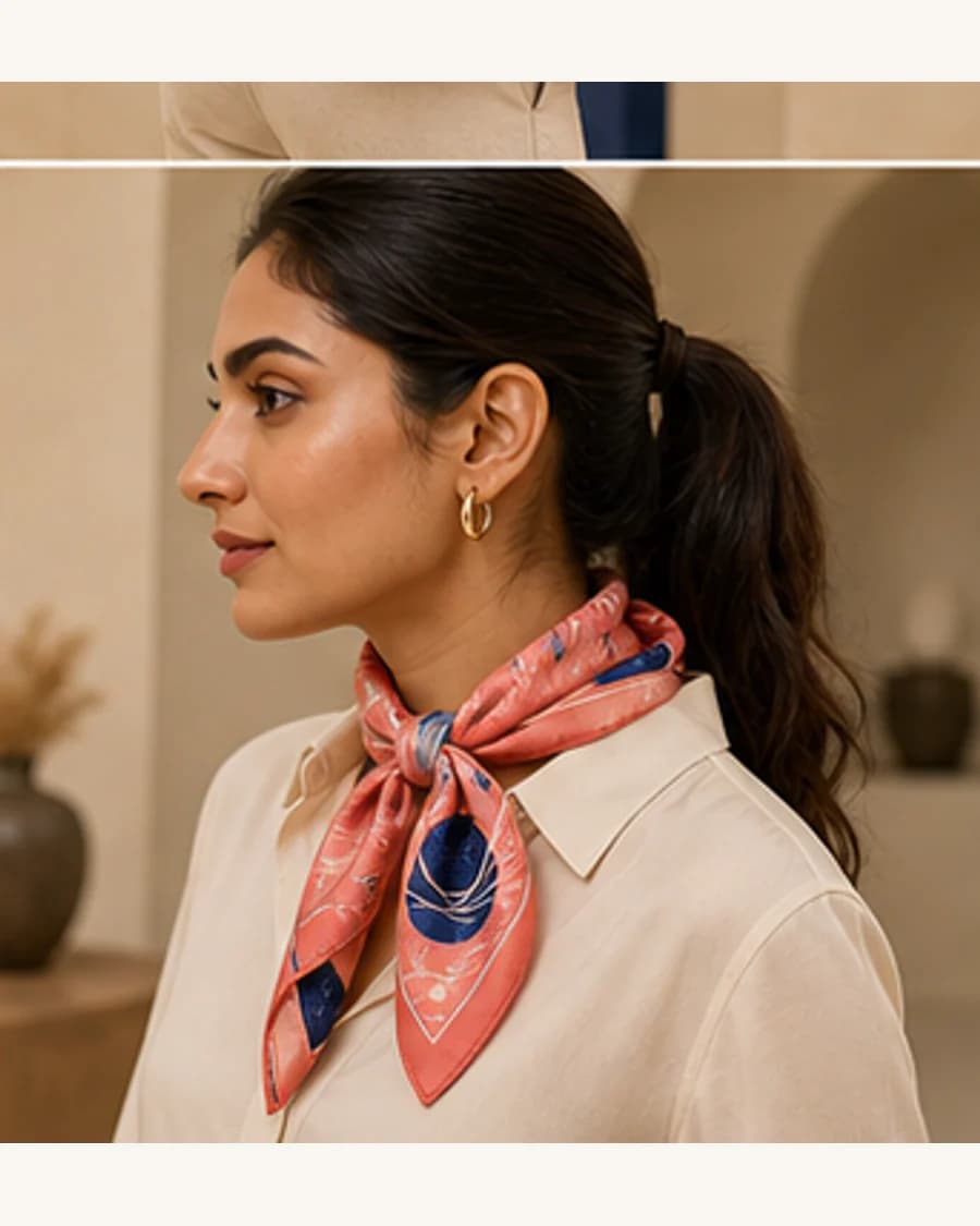 Orbit Silk Touch Scarf: three-quarter styling view