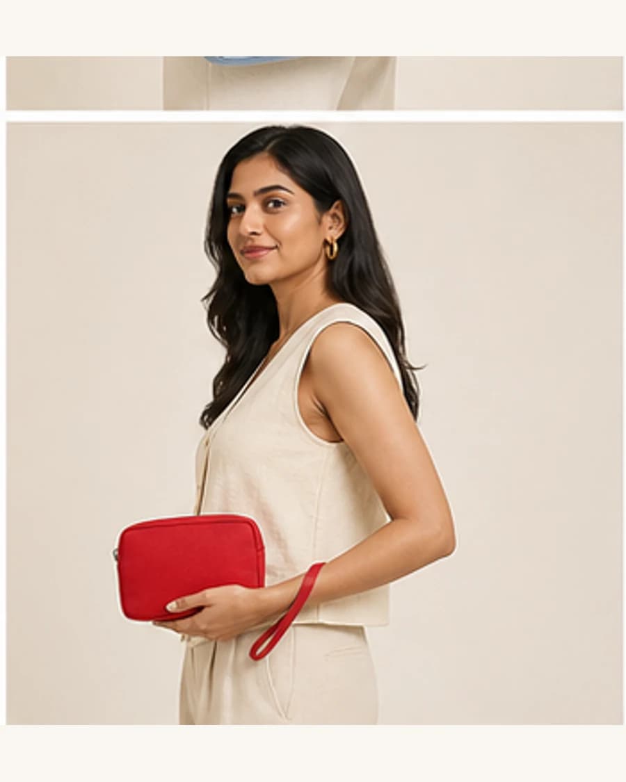 Orbit Travel Pouch: three-quarter styling view