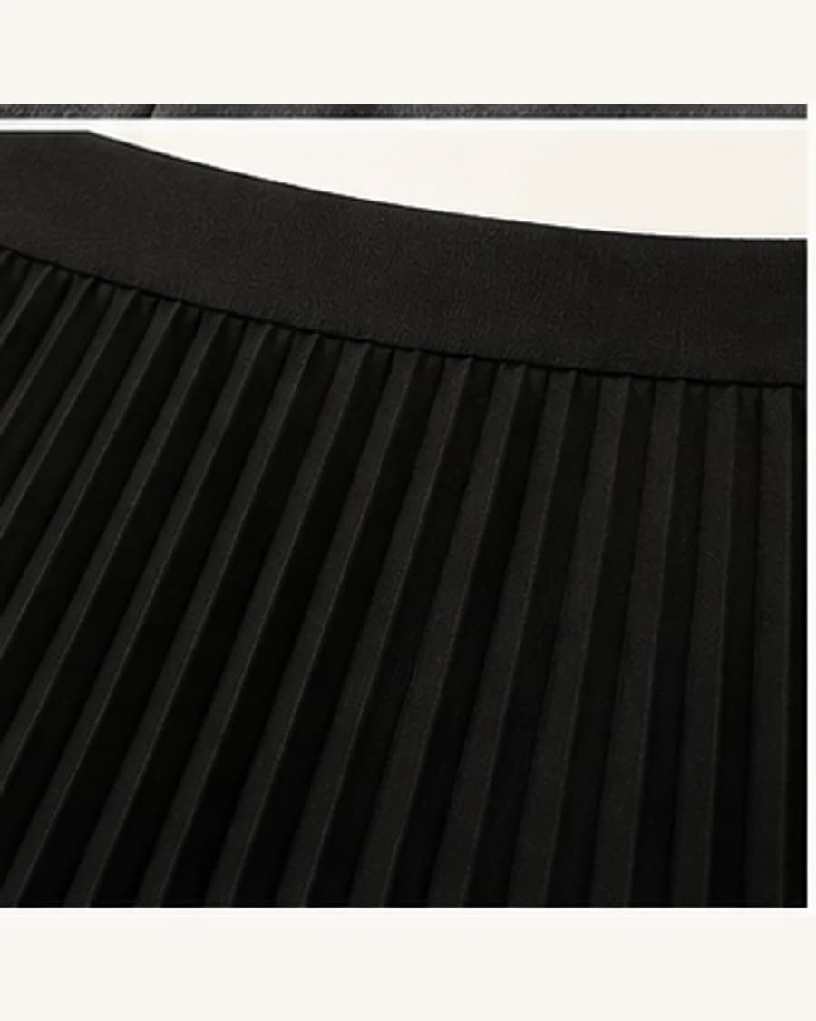 Pleated Midi Skirt: close-up detail view