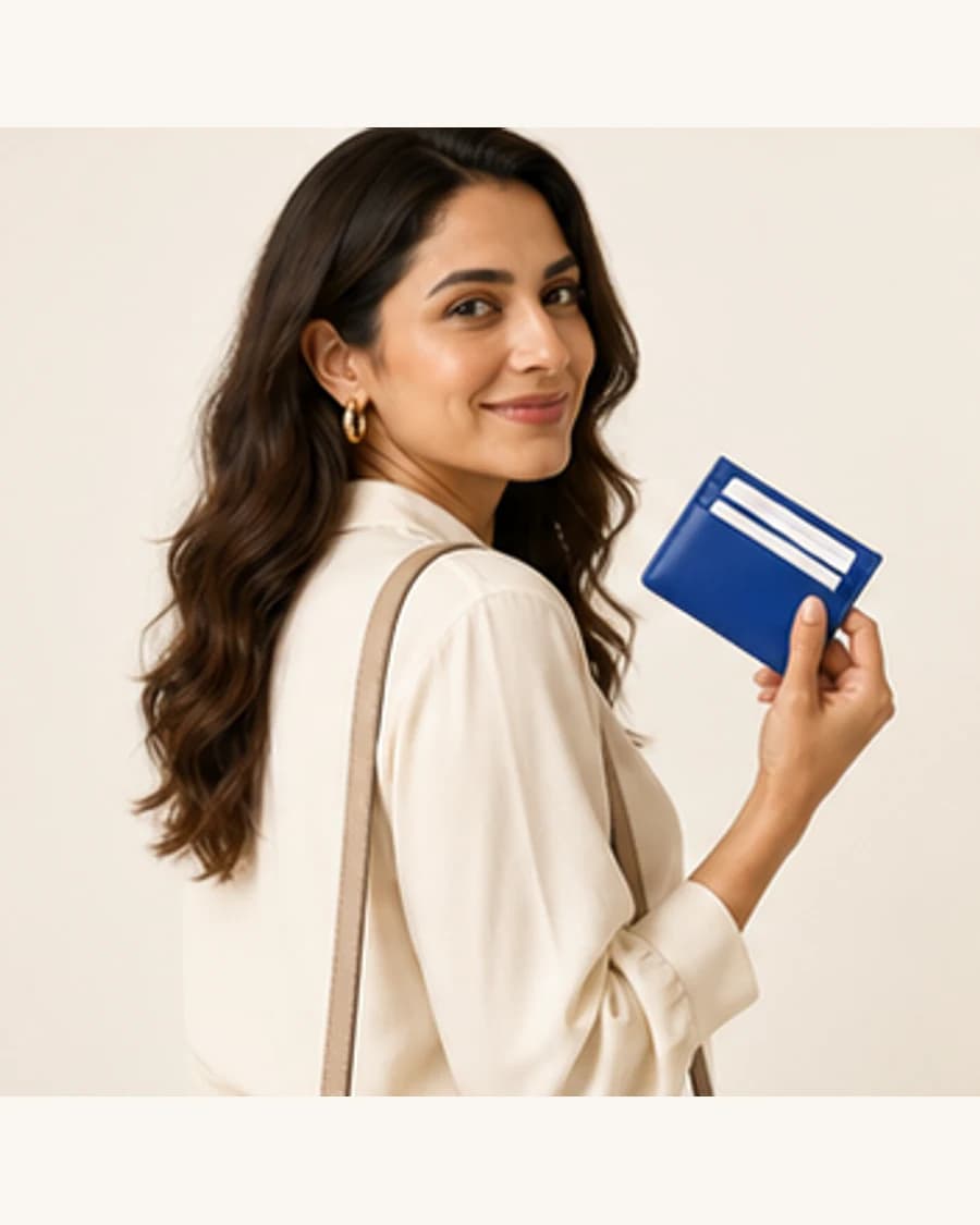 Pocket Card Holder: three-quarter styling view