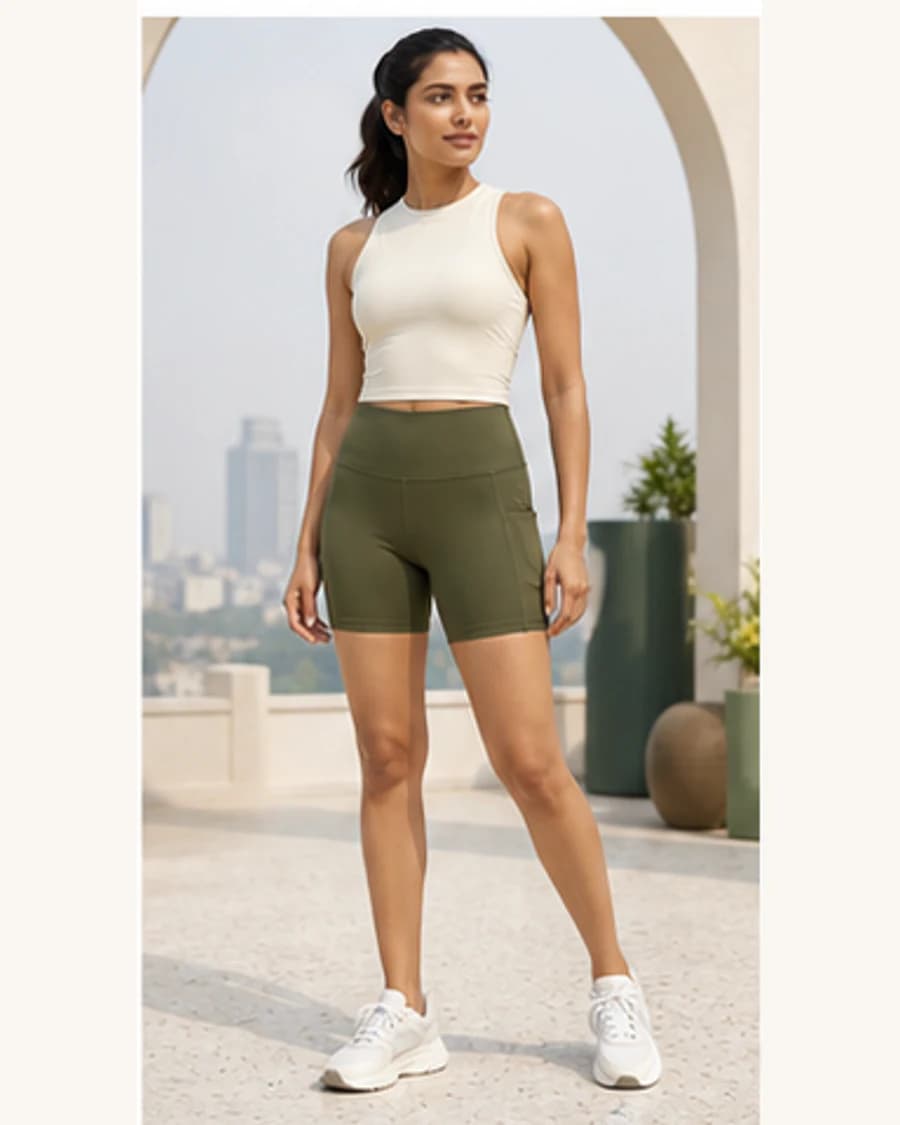 Pulse Move Short: front styling view on an adult Indian model