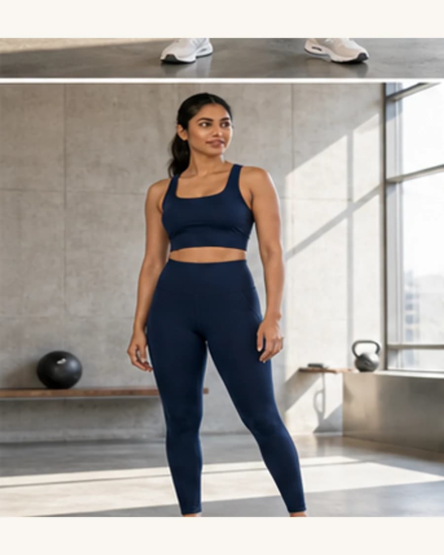 Pulse Studio Bra Top: front styling view on an adult Indian model