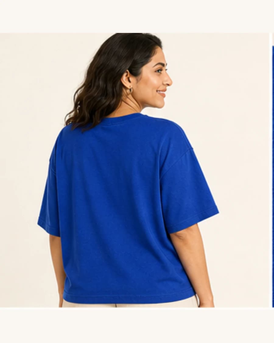 Relaxed Statement Tee: three-quarter styling view