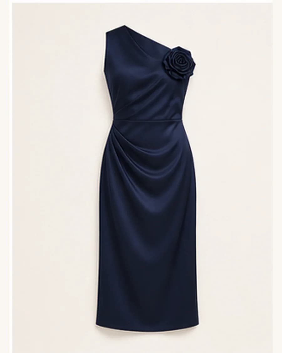 Riviera Corsage Midi Dress: product-only view