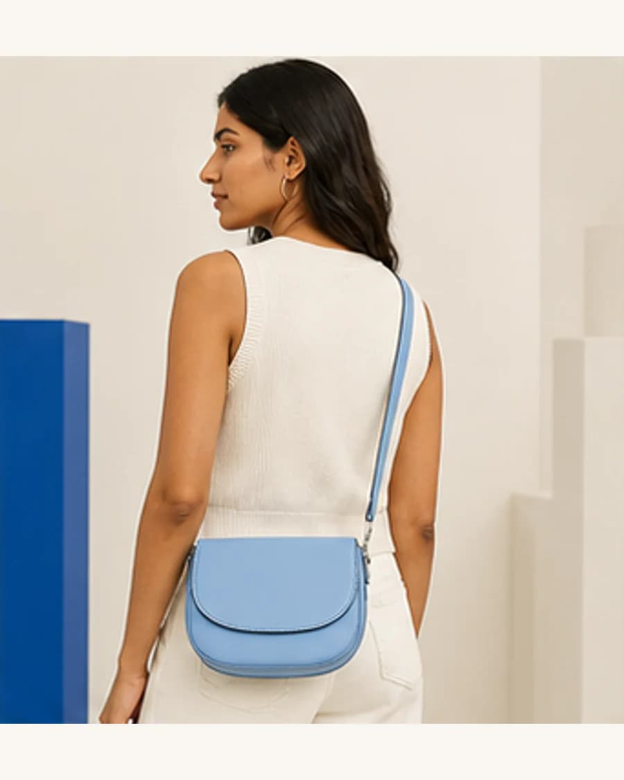 Riviera Crossbody Bag: three-quarter styling view