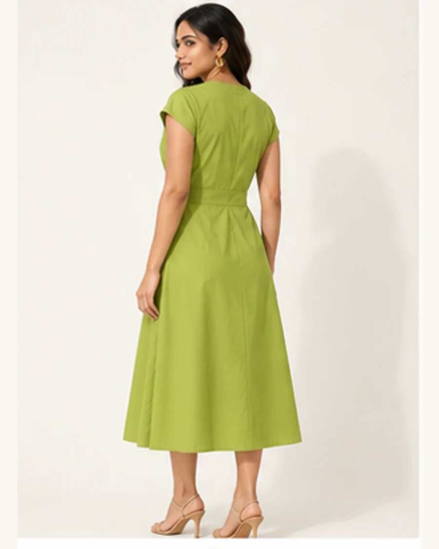 Riviera Knot Front Dress: three-quarter styling view