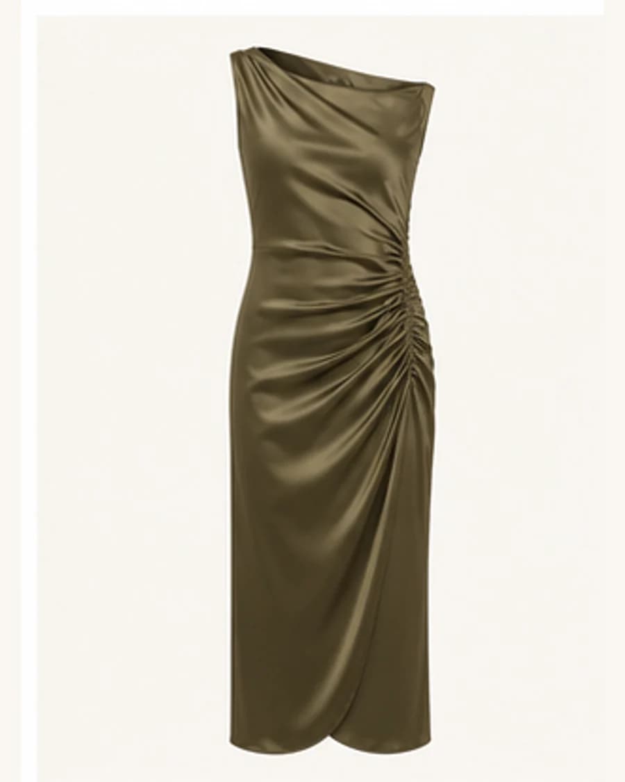 Riviera Ruched Midi Dress: product-only view