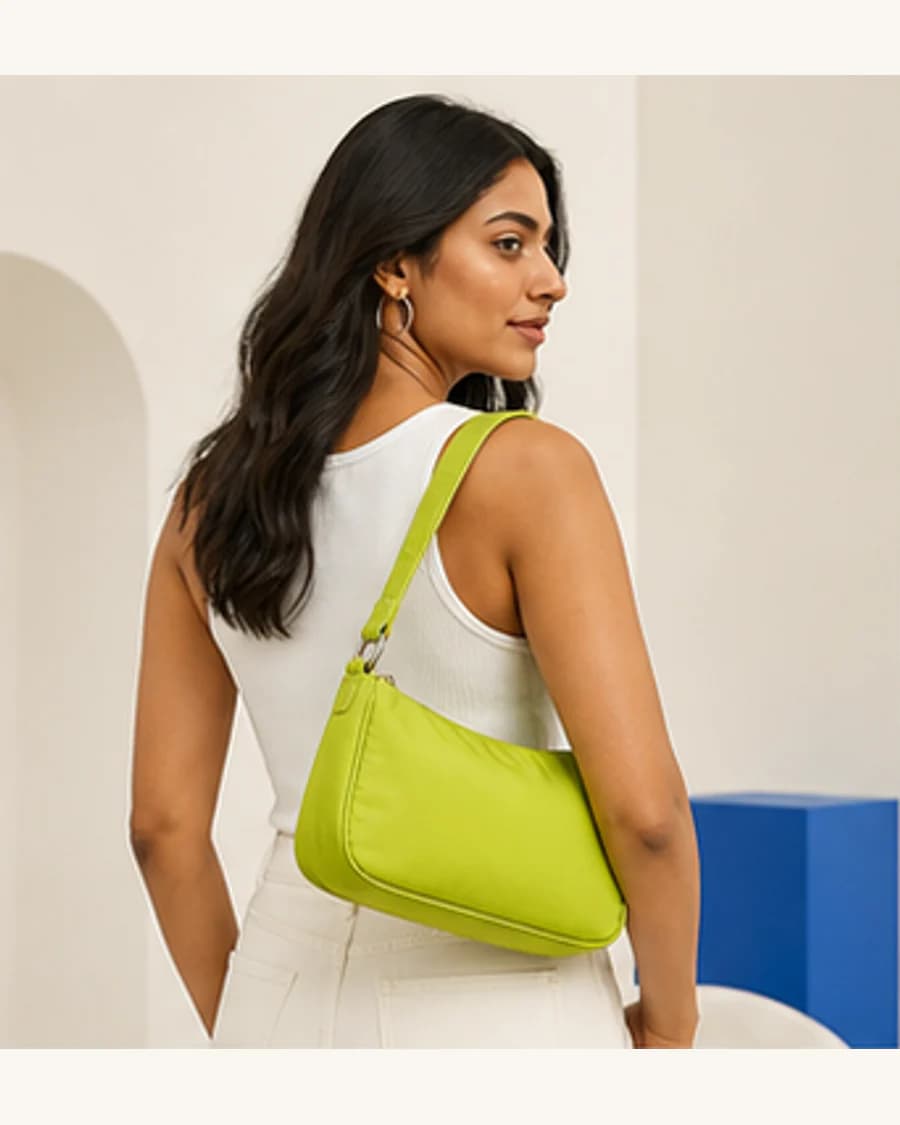 Riviera Shoulder Bag: three-quarter styling view