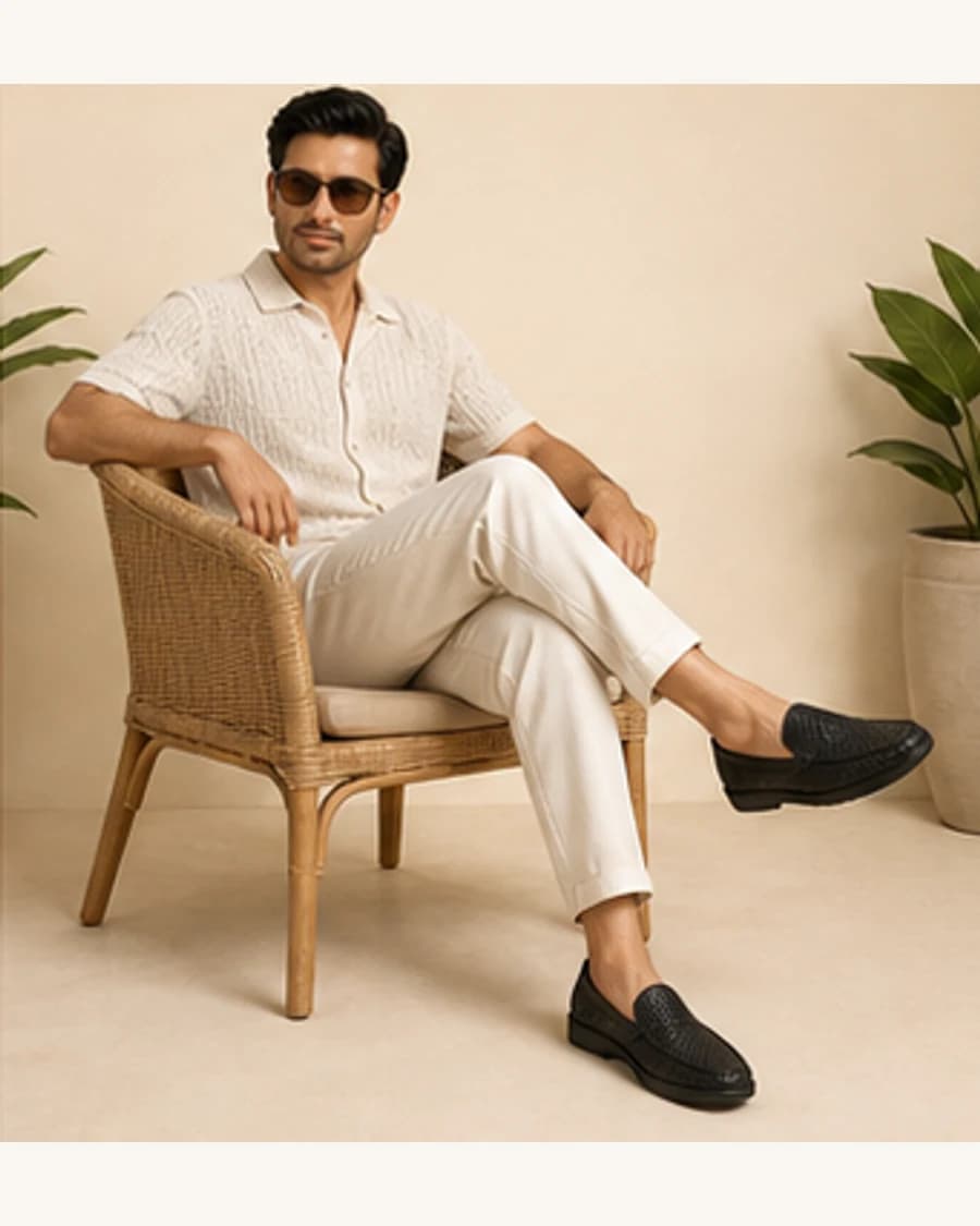 Riviera Woven Loafer: front styling view on an adult Indian model