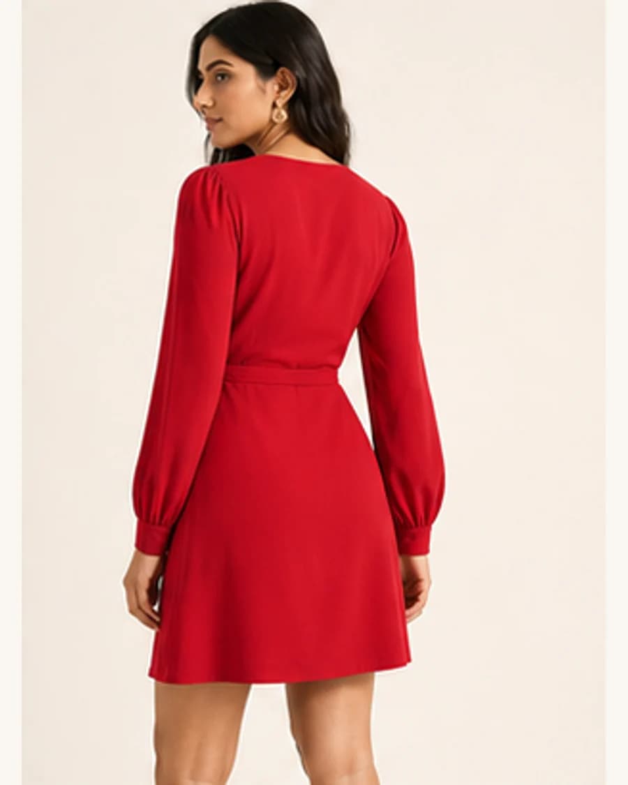 Riviera Wrap Mini Dress: three-quarter styling view