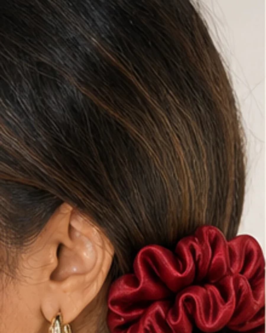 Satin Mini Scrunchie Pair: close-up detail view