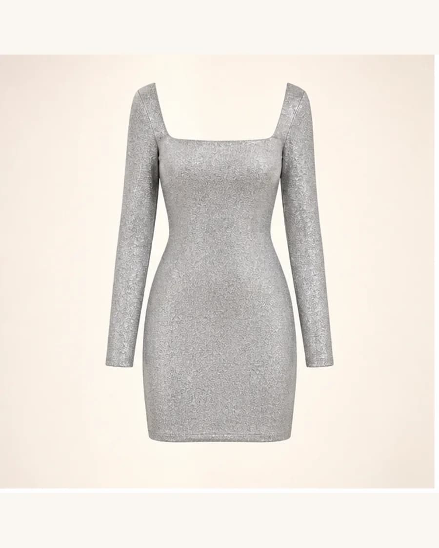 Silver Rooftop Shimmer Dress in Silver Tone: product-only view