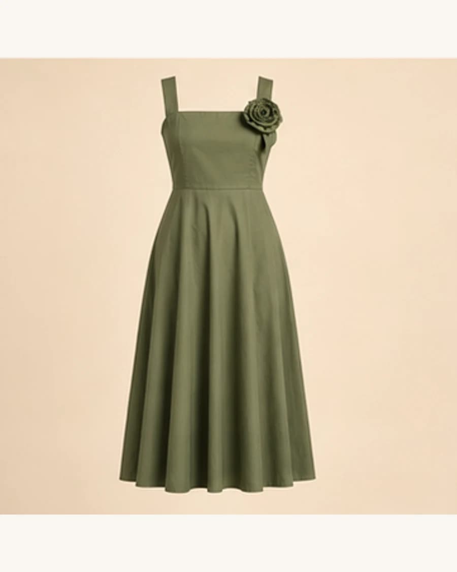 Solstice Corsage Midi Dress: product-only view