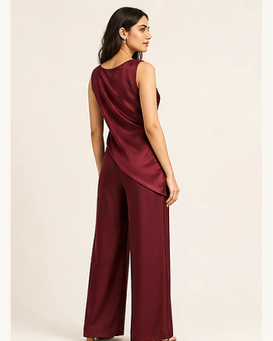 Solstice Drape Co Ord Set: three-quarter styling view