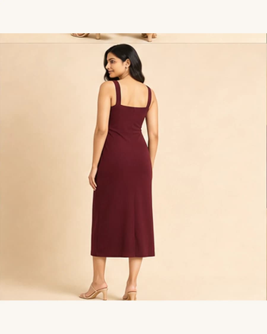 Solstice Slip Dress: three-quarter styling view