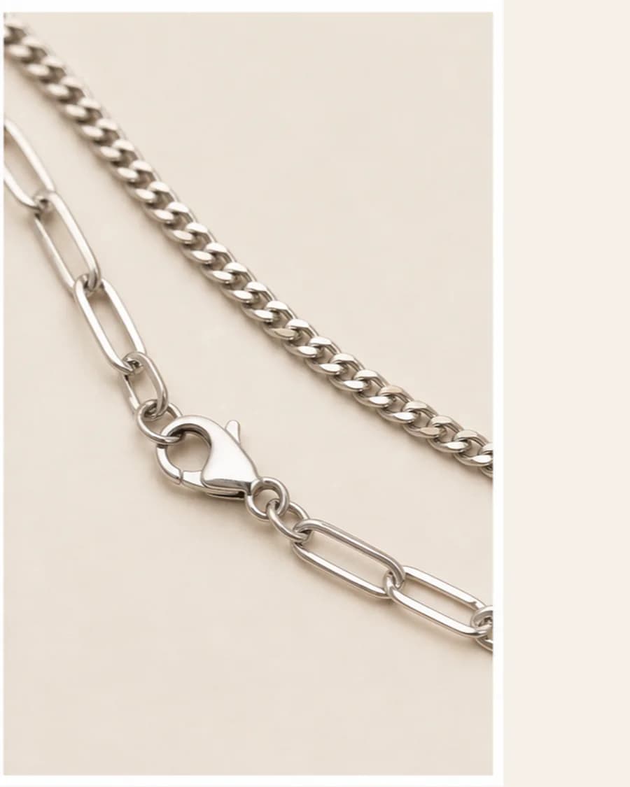 Stacked Chain Necklace: close-up detail view