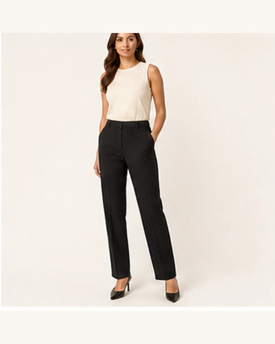 Straight Day Trousers: front styling view on an adult Indian model