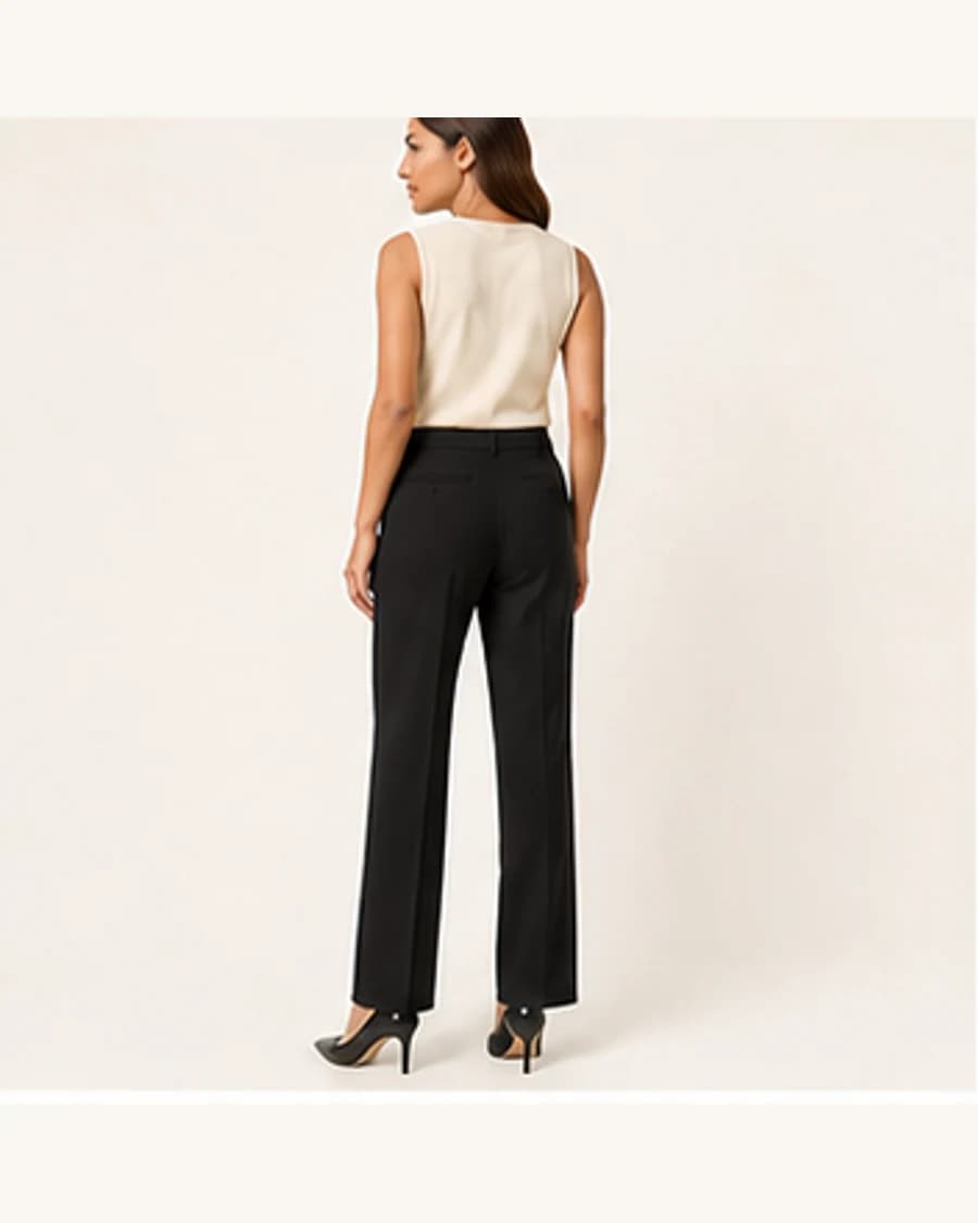 Straight Day Trousers: three-quarter styling view