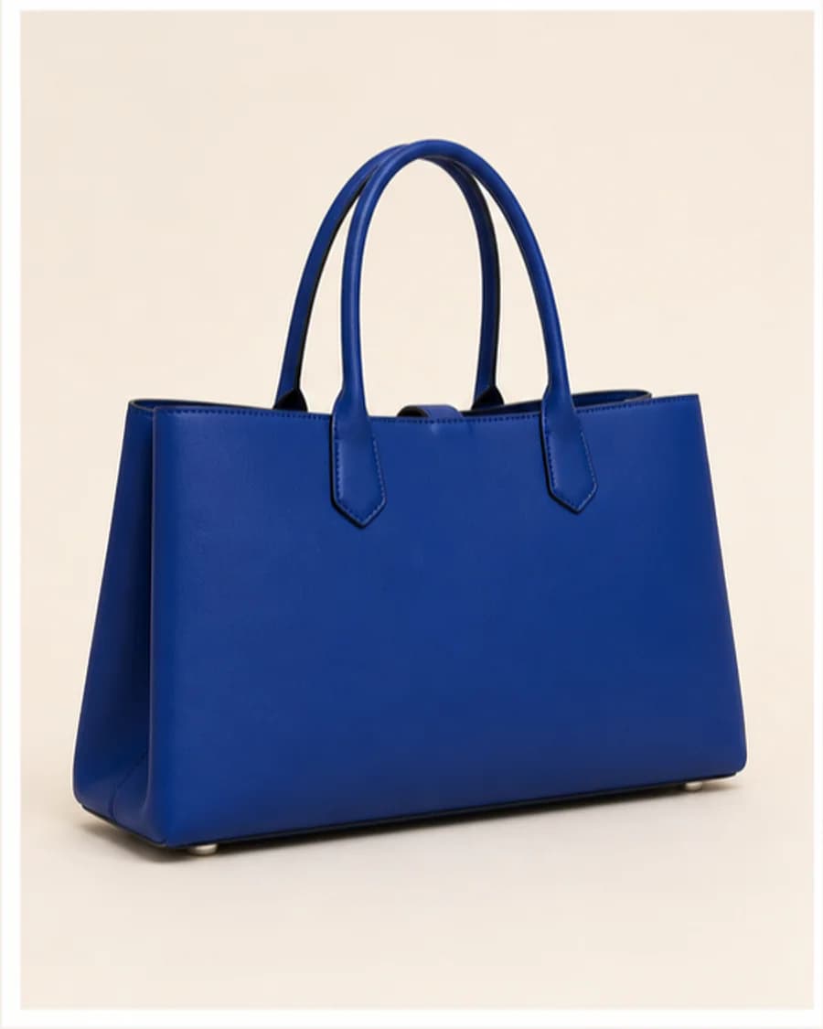 Structured Tote: three-quarter styling view