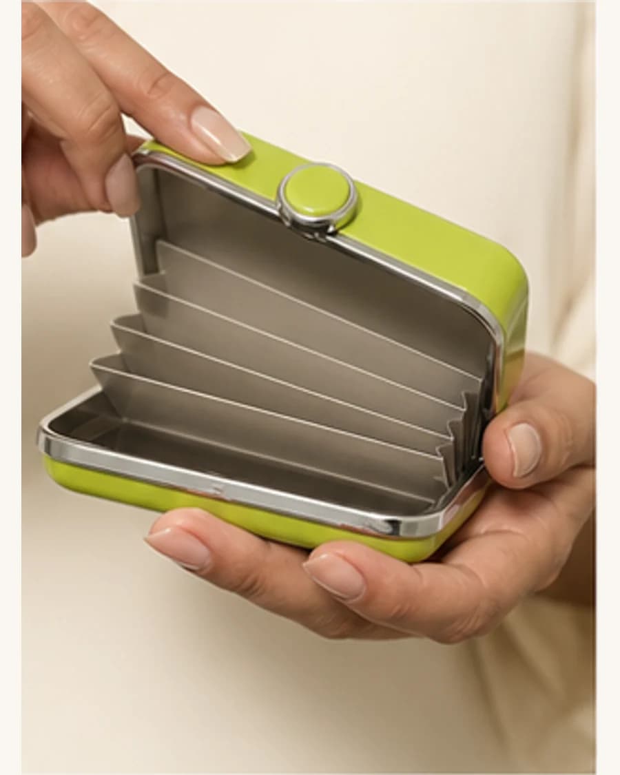 Studio Card Wallet: three-quarter styling view