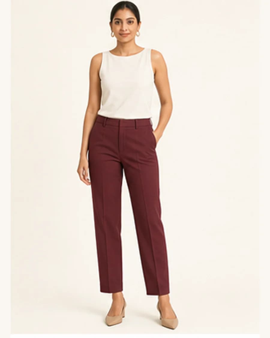 Studio Cigarette Trouser: front styling view on an adult Indian model