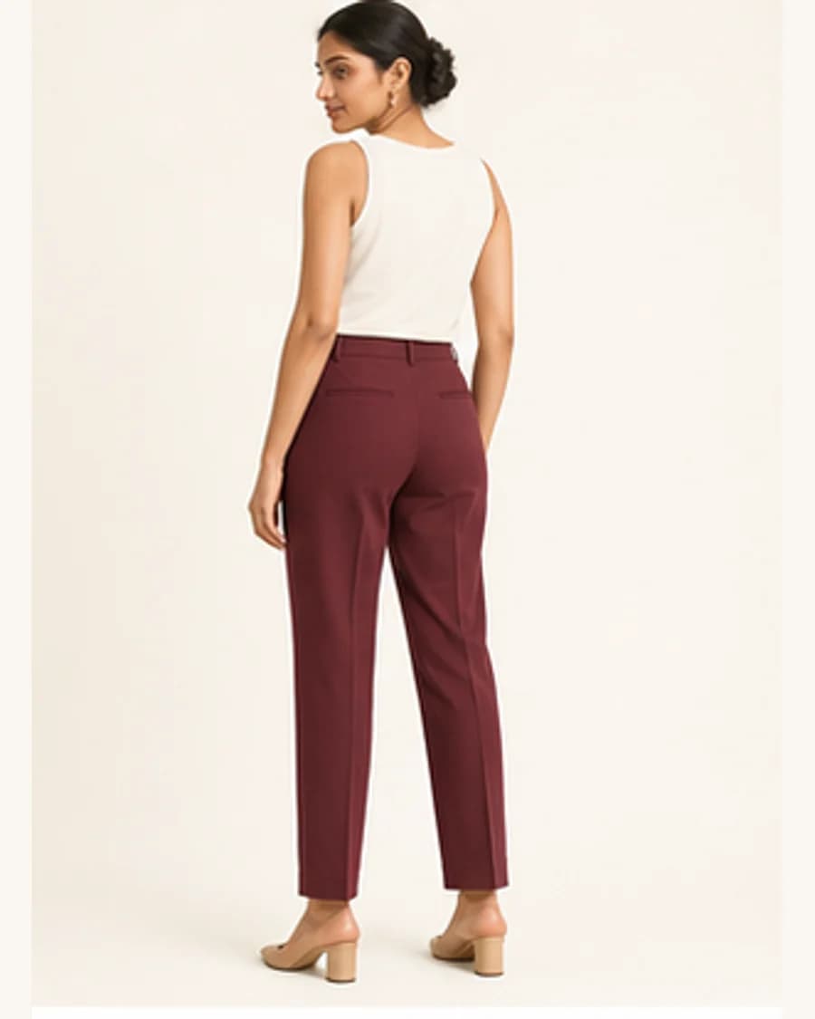 Studio Cigarette Trouser: three-quarter styling view