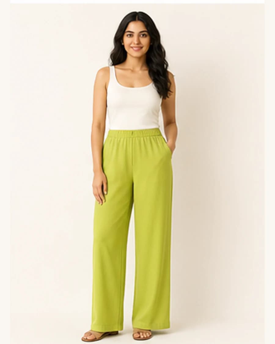 Studio Pull On Pant: front styling view on an adult Indian model