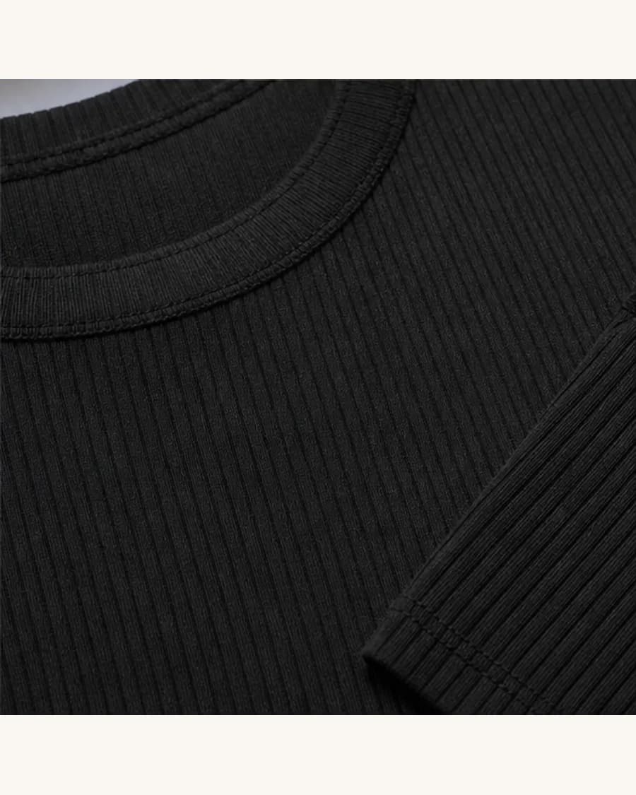 Studio Rib Crew Top: close-up detail view