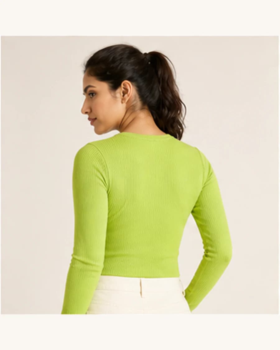 Studio Rib Long Sleeve Tee: three-quarter styling view