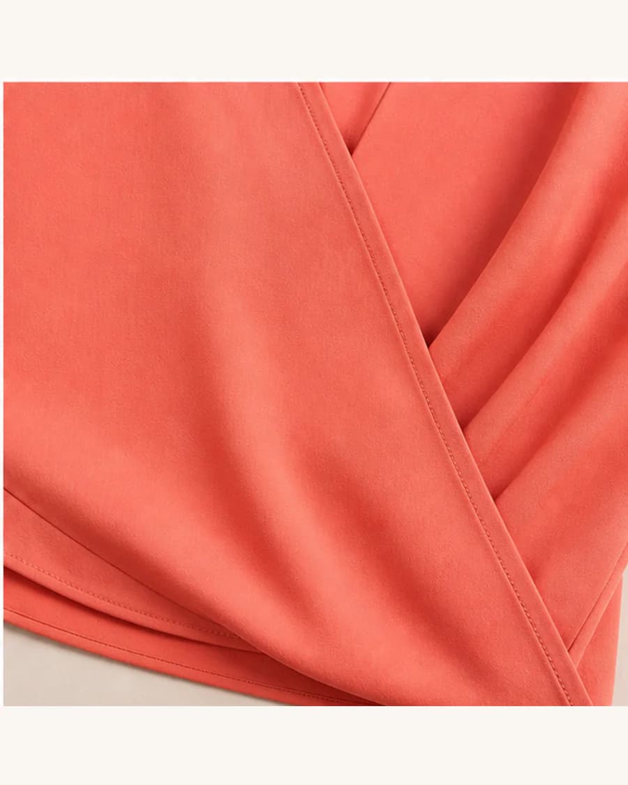 Studio Rib Wrap Blouse: close-up detail view