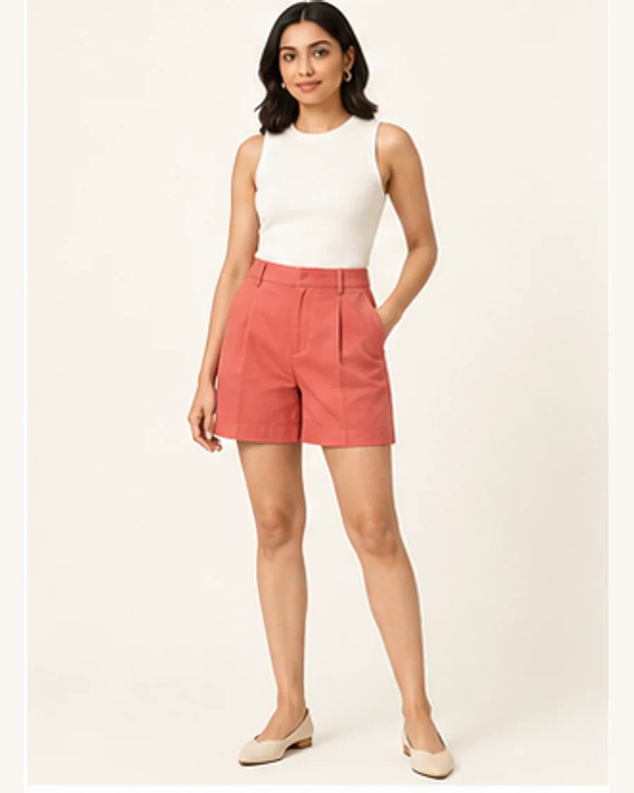 Studio Tailored Short: front styling view on an adult Indian model