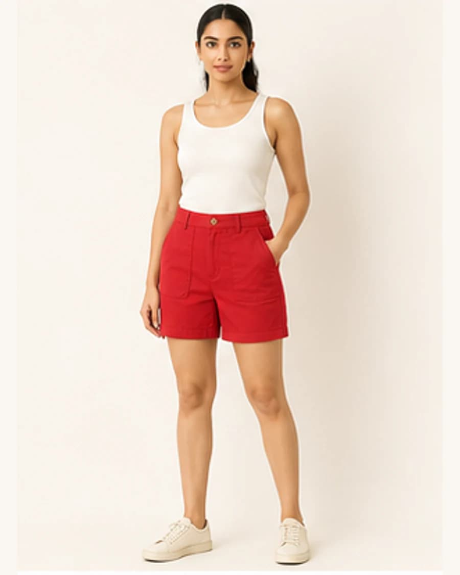 Studio Utility Short: front styling view on an adult Indian model