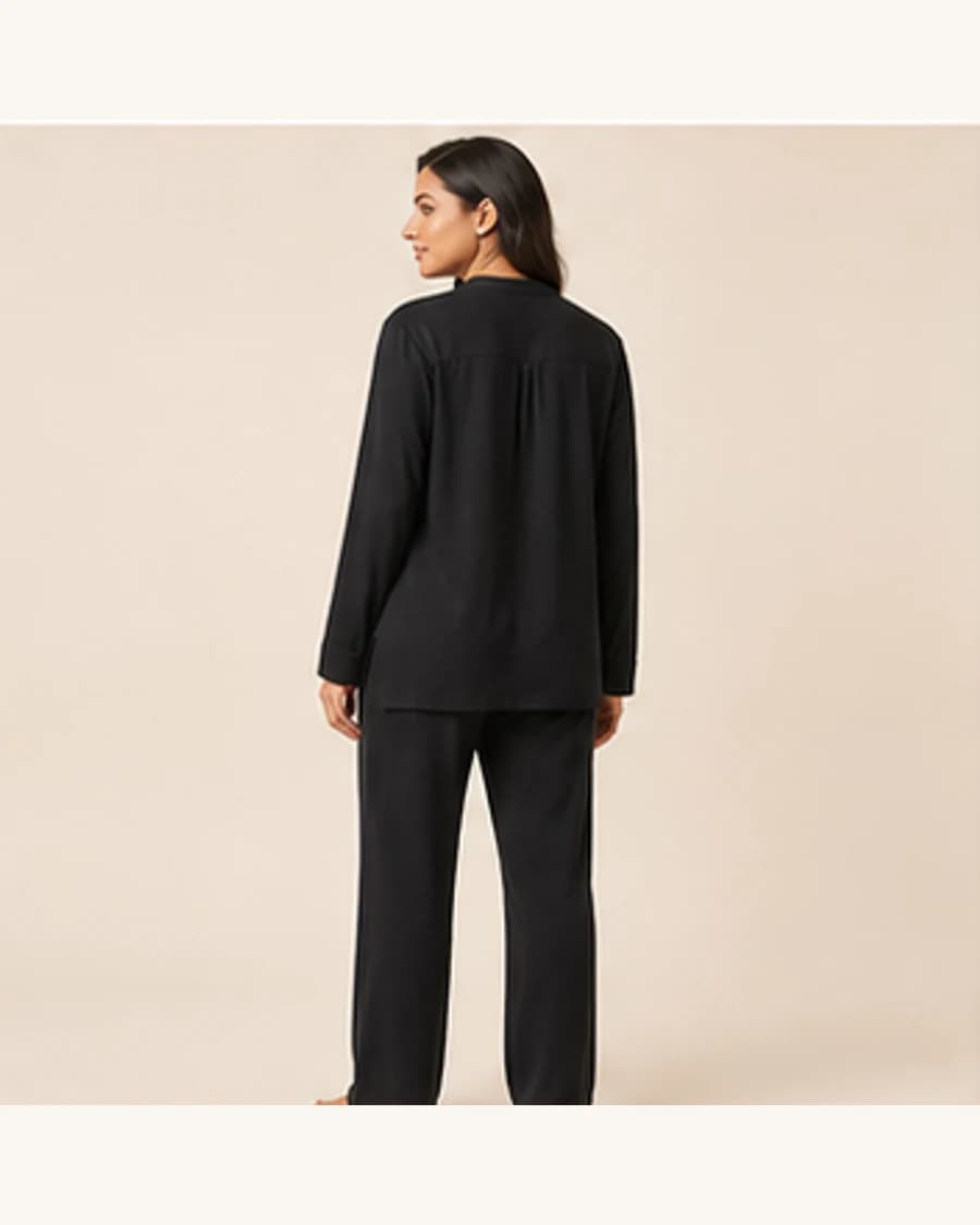 Sunday Lounge Shirt: three-quarter styling view