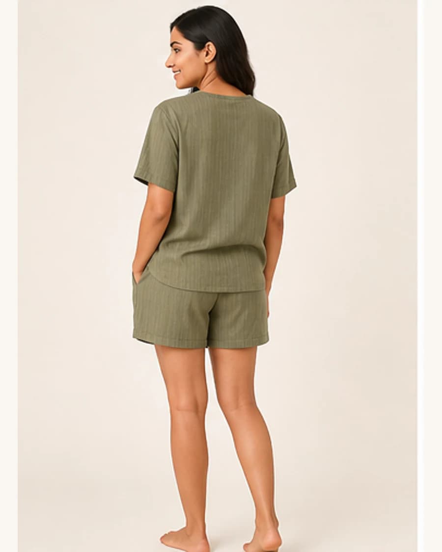 Sunday Sleep Short Set: three-quarter styling view