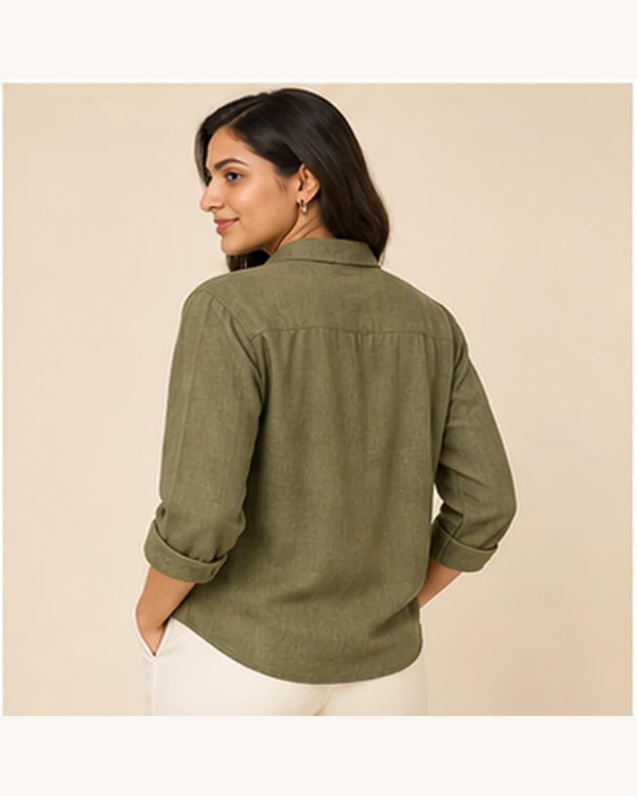 Sunday Soft Relaxed Shirt: three-quarter styling view