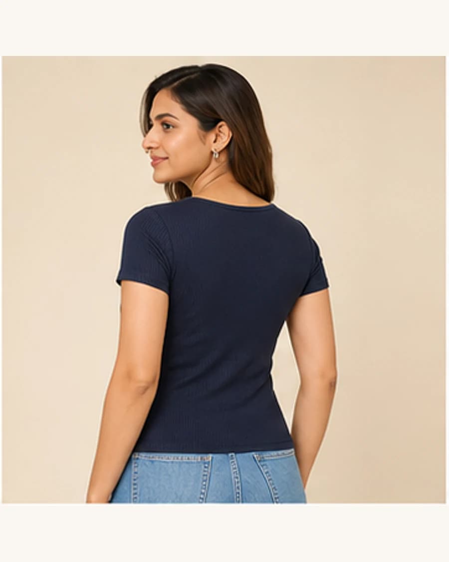 Sunday Soft Scoop Top: three-quarter styling view