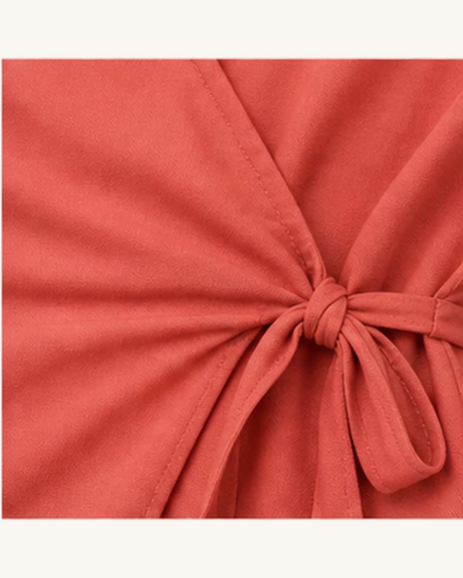 Sunday Soft Wrap Blouse: close-up detail view