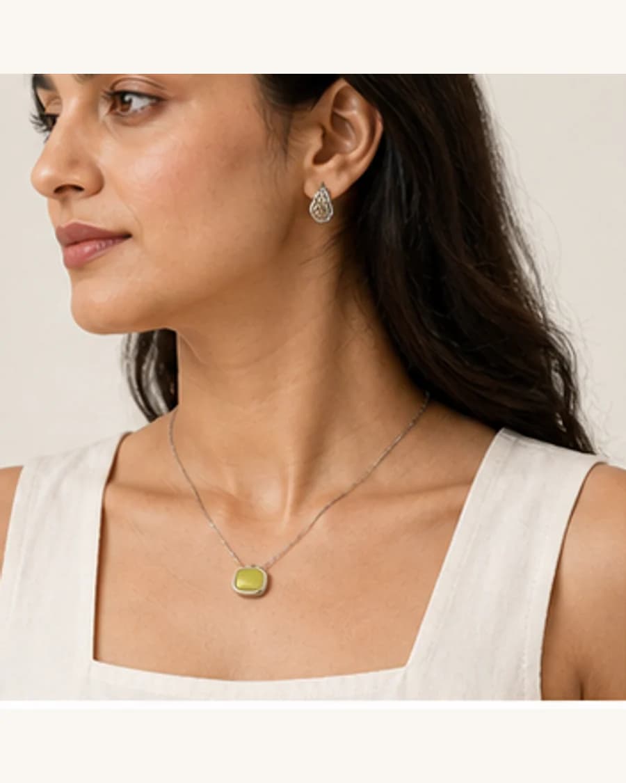 Terrain Pendant Necklace: three-quarter styling view