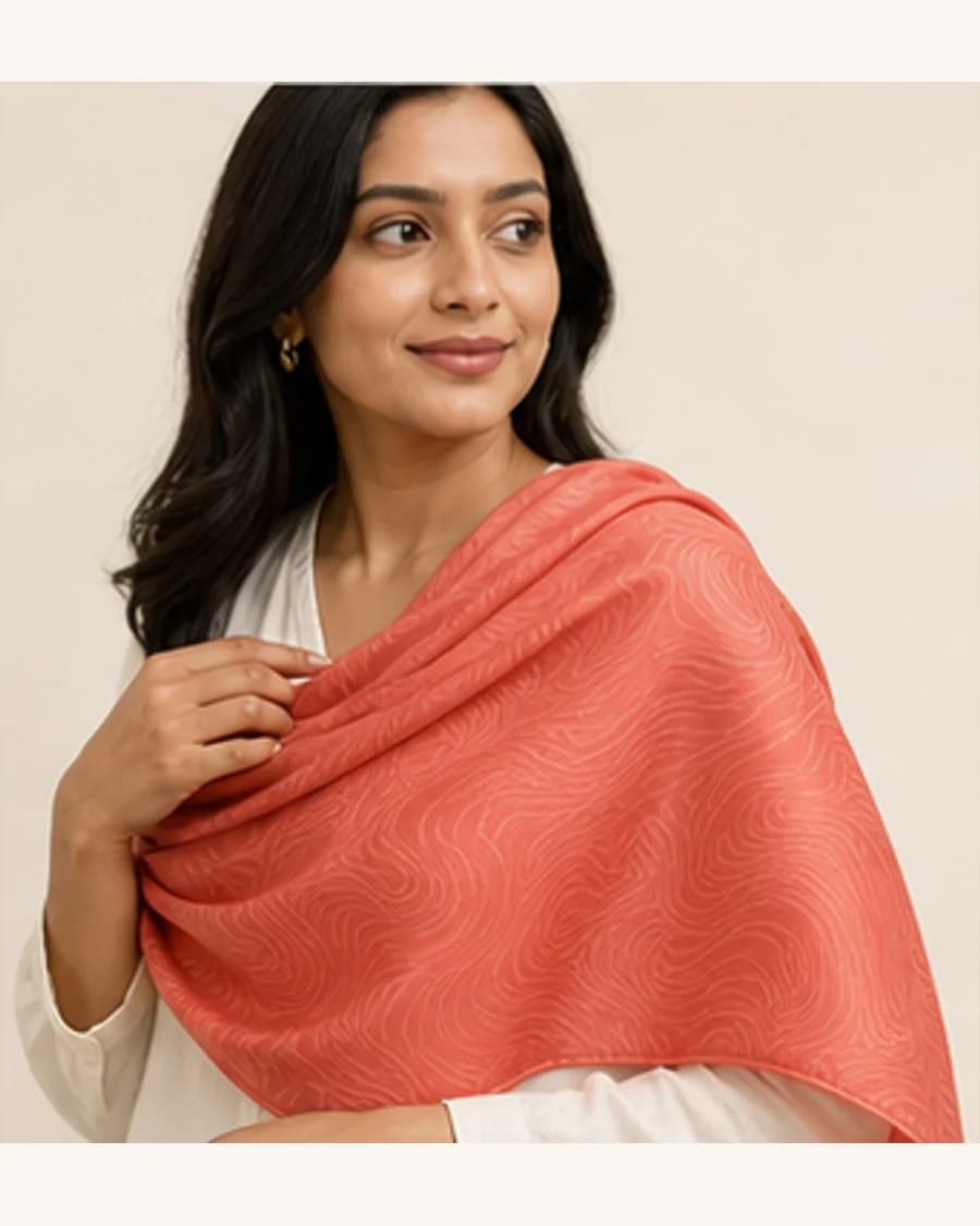 Terrain Silk Touch Scarf: three-quarter styling view