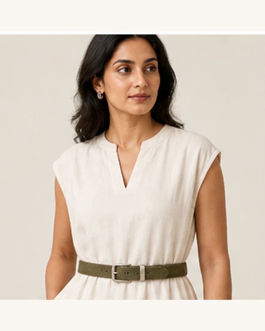 Terrain Slim Belt: front styling view on an adult Indian model
