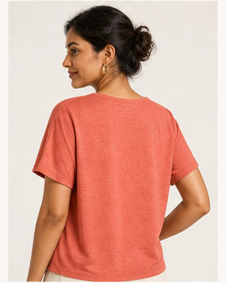 Terrain Textured Crew Top: three-quarter styling view