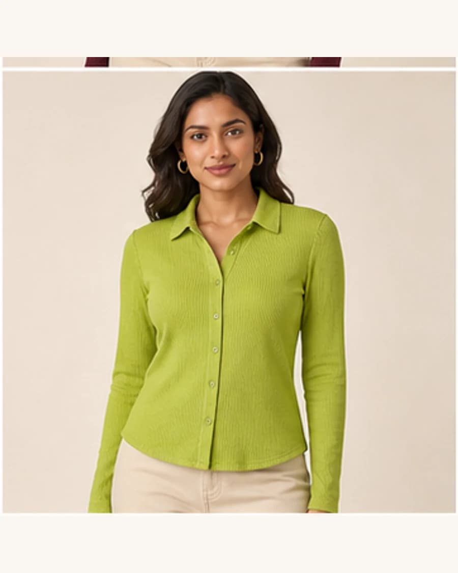 Terrain Textured Relaxed Shirt: front styling view on an adult Indian model