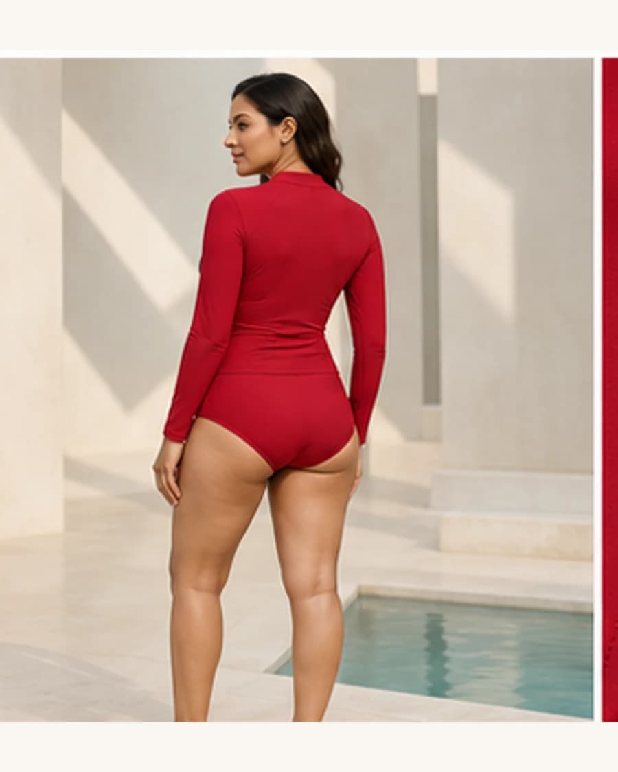 Tidal Long Sleeve Swim Set: three-quarter styling view